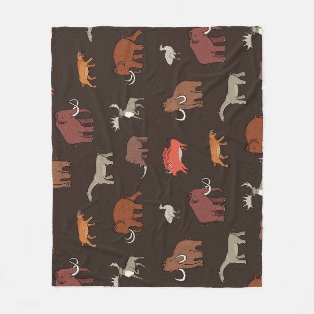 Mammoth Era: Prehistoric Themed Pattern. Fleece Blanket (Front)