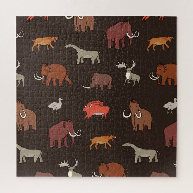 Mammoth Era: Prehistoric Themed Pattern. Jigsaw Puzzle (Vertical)