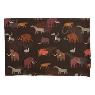 Mammoth Era: Prehistoric Themed Pattern. Pillowcase