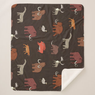 Mammoth Era: Prehistoric Themed Pattern. Sherpa Blanket