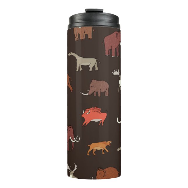 Mammoth Era: Prehistoric Themed Pattern. Thermal Tumbler (Front)