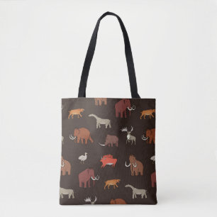 Mammoth Era: Prehistoric Themed Pattern. Tote Bag