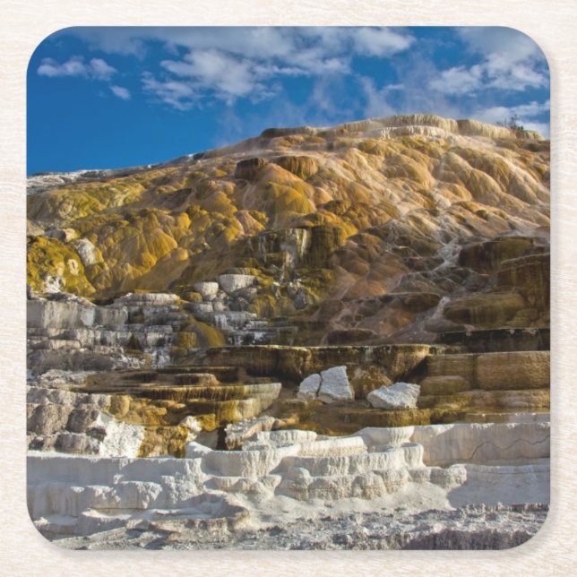 Mammoth Hot Spring Square Paper Coaster (Front)