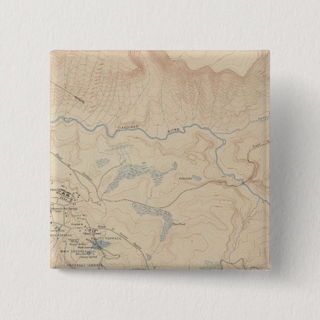 Mammoth Hot Springs and Vicinity 2 15 Cm Square Badge (Front)