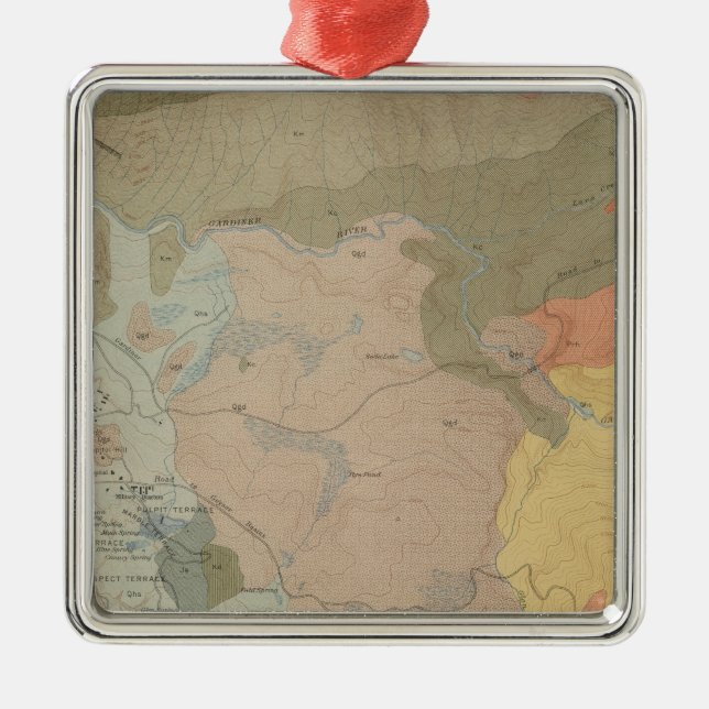 Mammoth Hot Springs and Vicinity Metal Ornament (Front)