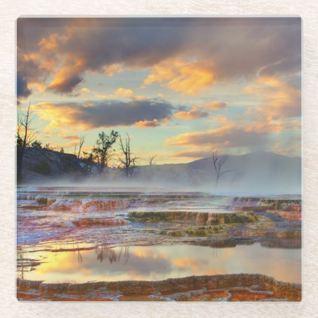 Mammoth Hot Springs Glass Coaster (Front)