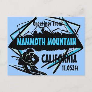 Mammoth Mountain California blue ski postcard