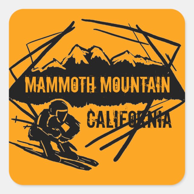 Mammoth Mountain California orange ski stickers (Front)