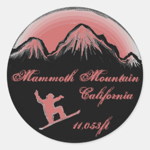 Mammoth Mountain California pink snowboard sticker