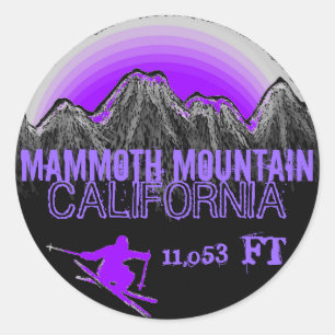 Mammoth Mountain California purple art ski sticker