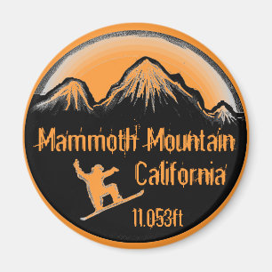 Mammoth Mountain California snowboard art magnet