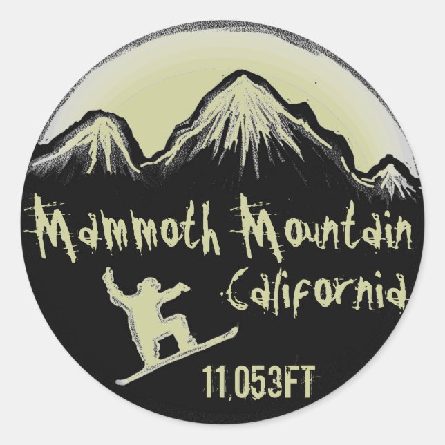 Mammoth Mountain snowboard California stickers (Front)