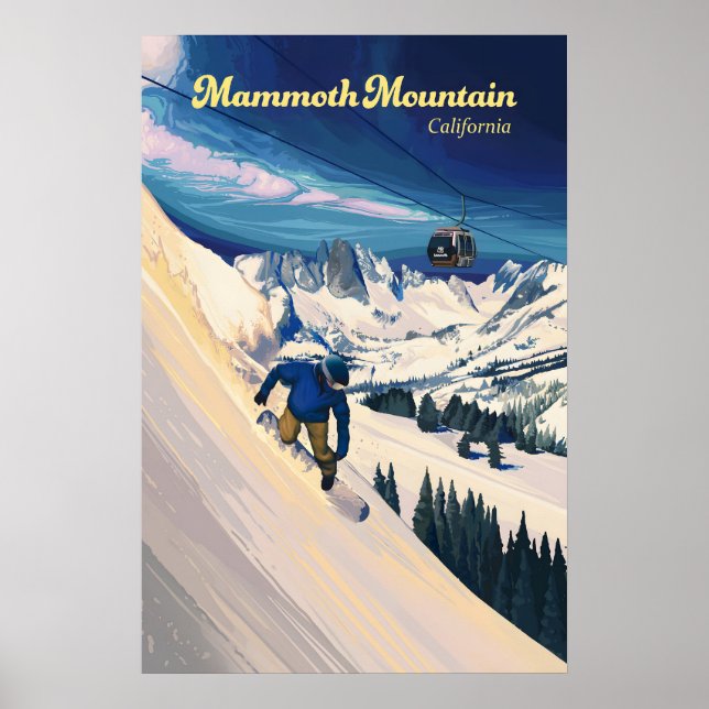 Mammoth Mountain Snowboarding Travel Poster (Front)