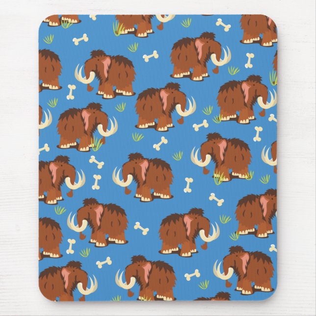 Mammoth Pattern cute cartoon. Mouse Pad (Front)