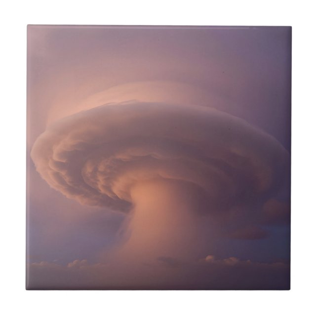Mammoth Supercell Thunderstorm Mushroom Cloud  Ceramic Tile (Front)