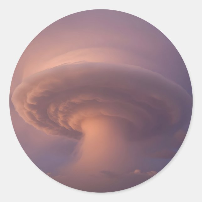 Mammoth Supercell Thunderstorm Mushroom Cloud  Classic Round Sticker (Front)