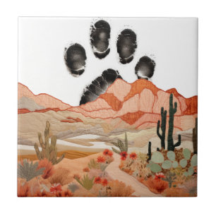Mammouth Dog Paw Western Setting Ceramic Tile