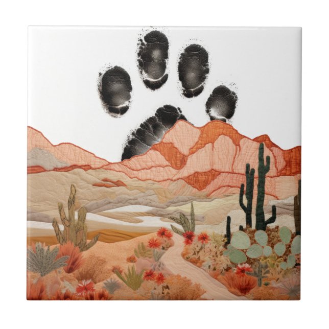 Mammouth Dog Paw Western Setting |   Ceramic Tile (Front)