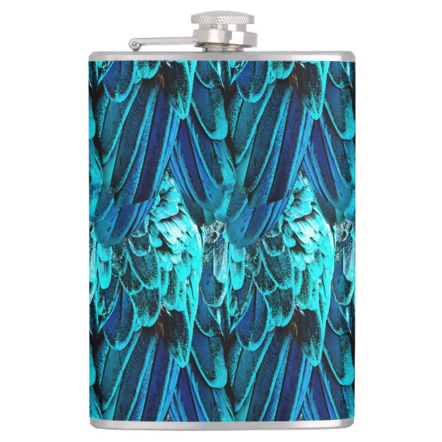  MaModern abstract pattern in emerald and blue ton Hip Flask (Front)