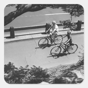 Man and Boy Cycling Square Sticker