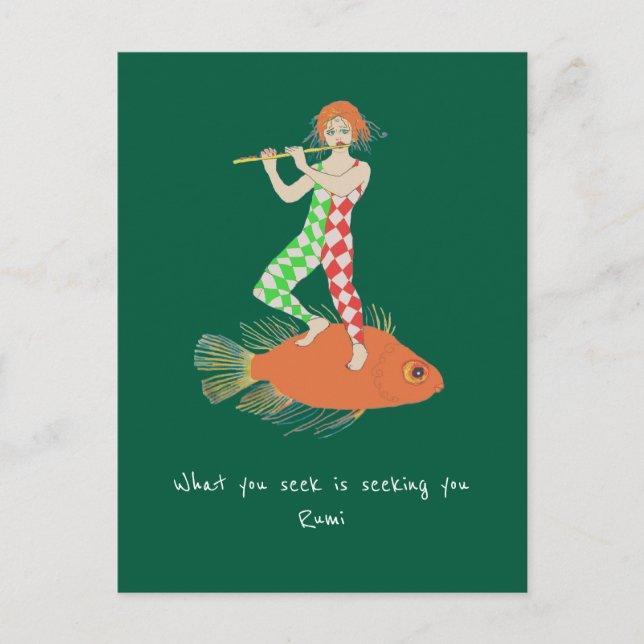 Man and fish postcard (Front)
