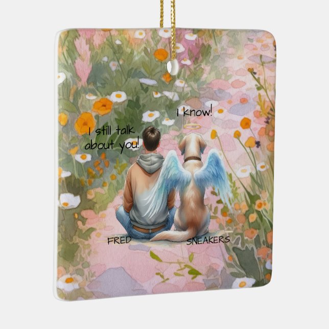 Man and Male Dog Memorial  Ceramic Ornament (Right)