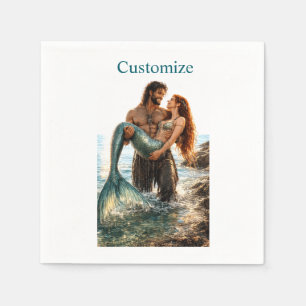 Man and Mermaid Thunder_Cove Napkin