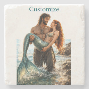 Man and Mermaid Thunder_Cove Stone Coaster