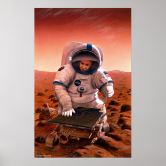Man and Sojourner Meet on Mars Poster