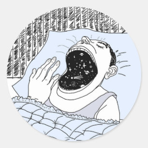 man and the cosmos classic round sticker