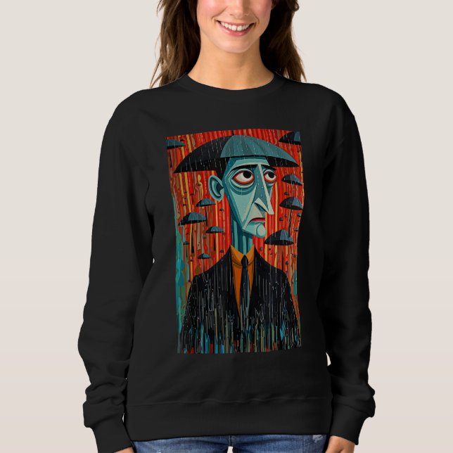 Man and Umbrella Surrealistic Horror Abstract Hall Sweatshirt (Front)