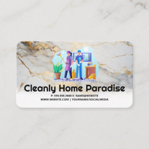 Man and Woman Cleaning Office Business Card