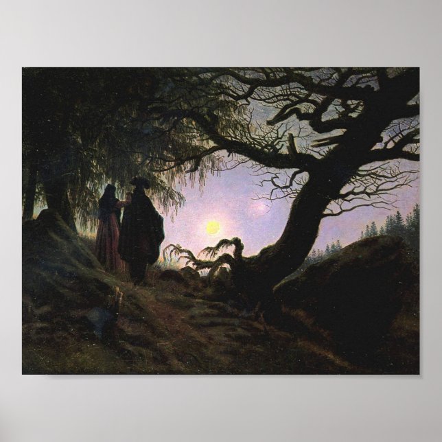Man and Woman Contemplating the Moon (Friedrich) Poster (Front)