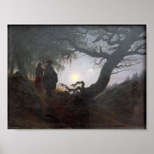 Man and Woman Contemplating the Moon Poster