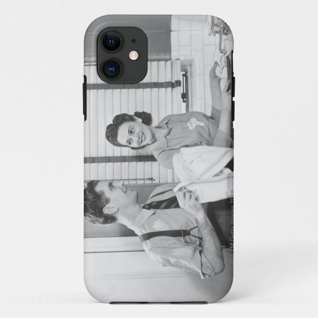Man and Woman Doing Dishes Case-Mate iPhone Case (Back)