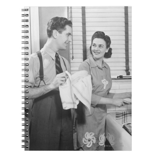 Man and Woman Doing Dishes Notebook (Front)