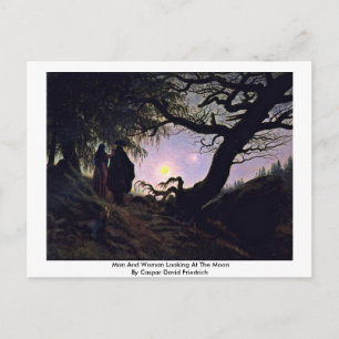 Man And Woman Looking At The Moon Postcard