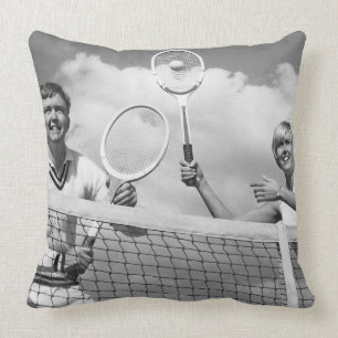 Man and Woman Playing Tennis Cushion