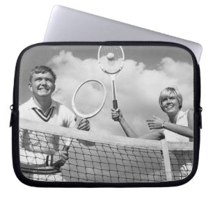 Man and Woman Playing Tennis Laptop Sleeve