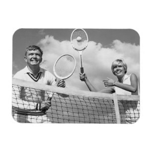 Man and Woman Playing Tennis Magnet