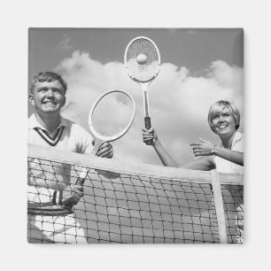 Man and Woman Playing Tennis Magnet