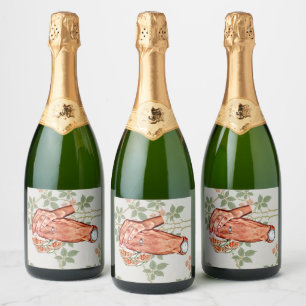 man and womans bride groom couples art sparkling wine label