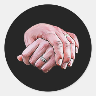 man and womans hand lovers couples art classic round sticker