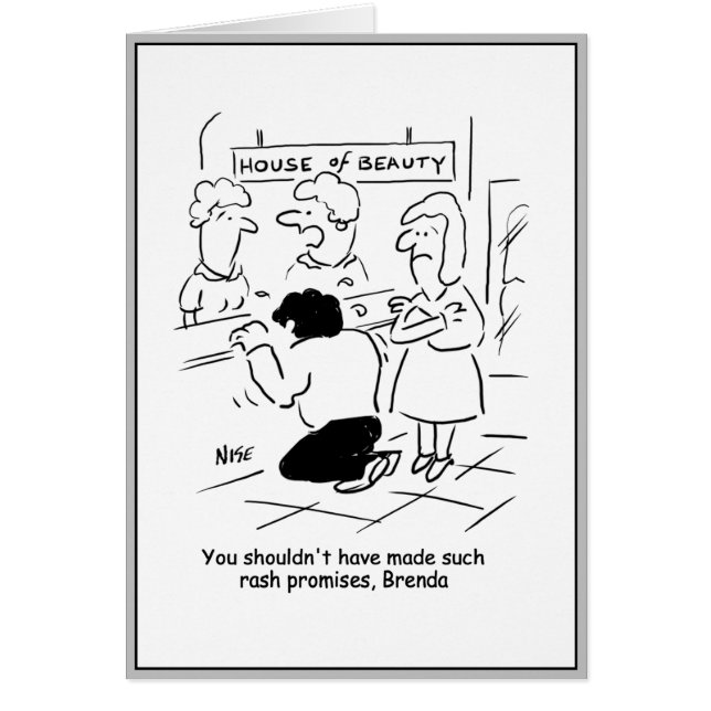 Man at beauty parlour is hugely disappointed. (Front)