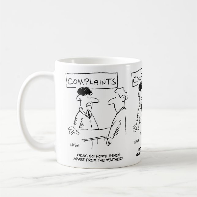 Man at Complaints Desk Coffee Mug (Left)