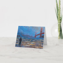 Man at Golden Gate Bridge Folded Note Card