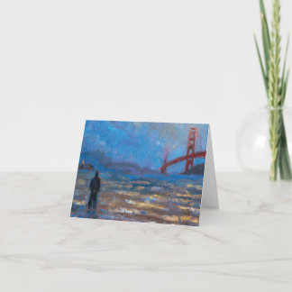 Man at Golden Gate Bridge Folded Note Card