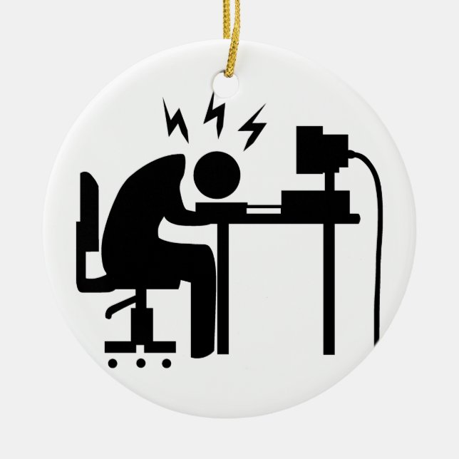 Man at Work Ceramic Tree Decoration (Front)