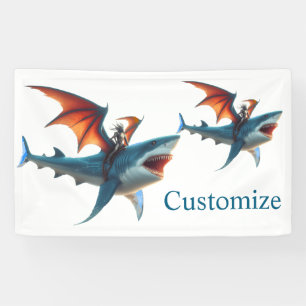 Man-Bat Riding Scary Shark Thunder_Cove Banner
