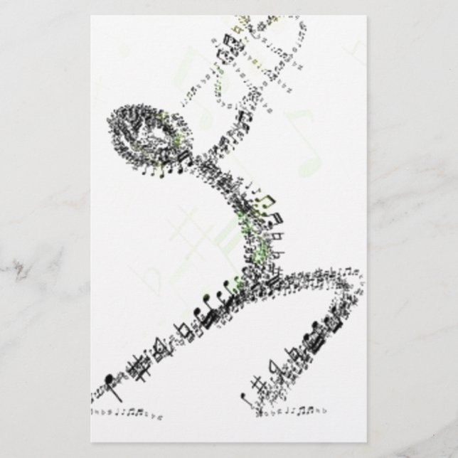 Man blowing Trumpet designed using musical notes (Front)